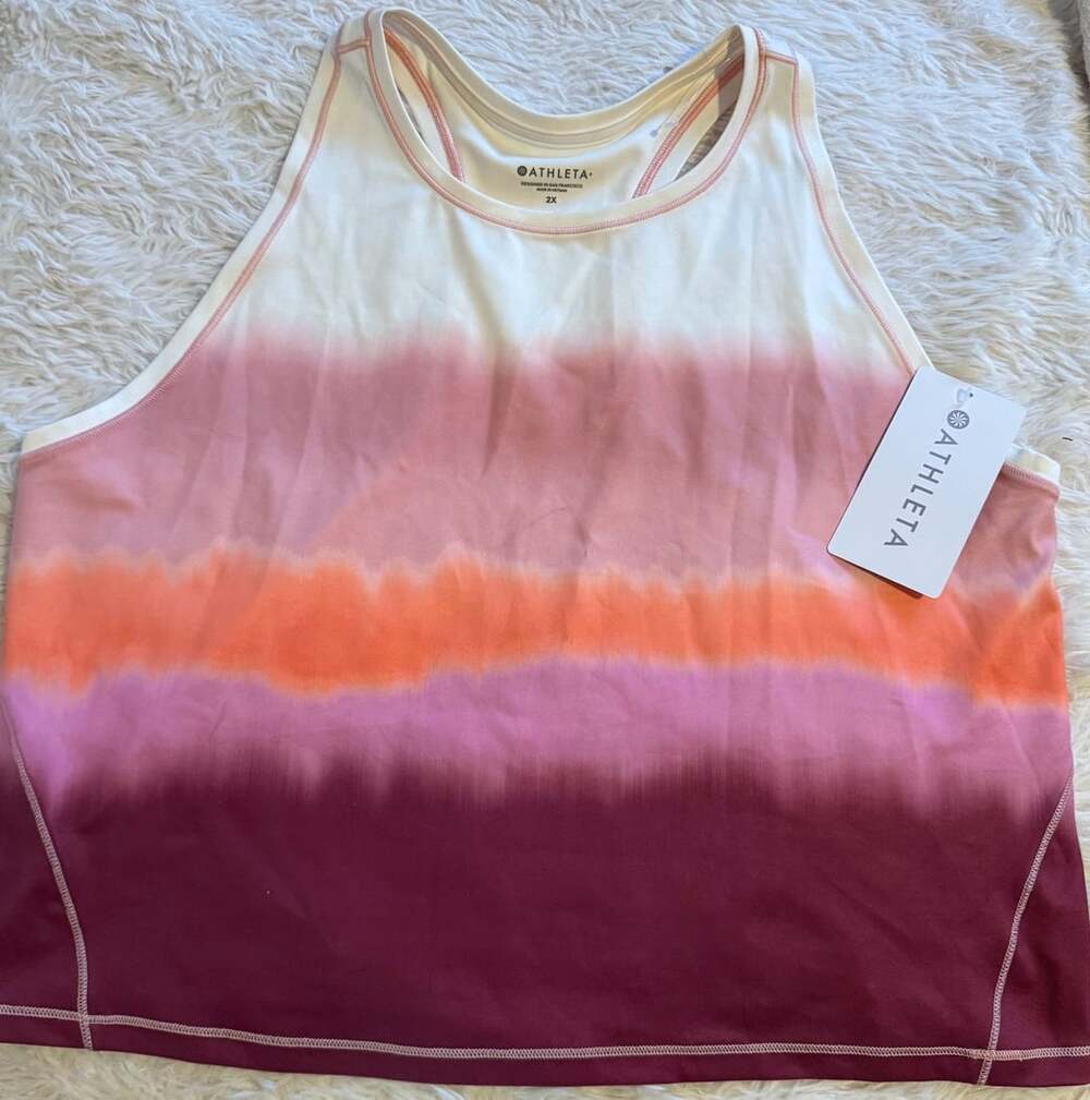Athleta Shanti Printed Crop Tank Size 2X Sea Spray Vintage Plum Ombre
